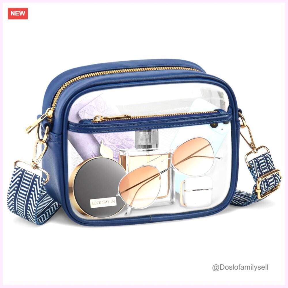 Clear Crossbody Bag Stadium Approved TPU Leather Purse for Concerts